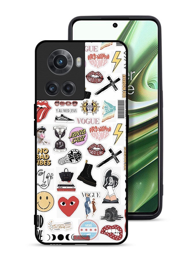 Tolwak OnePlus 10R 5G Protective Case Cover No Bad Vibes Stickers - Image 1