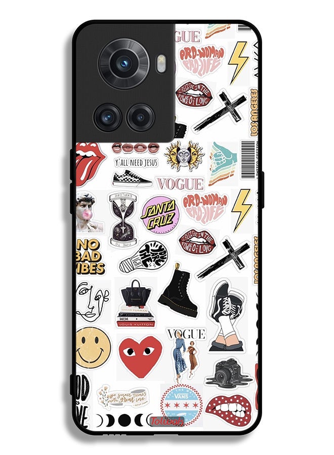 Tolwak OnePlus 10R 5G Protective Case Cover No Bad Vibes Stickers - Image 2