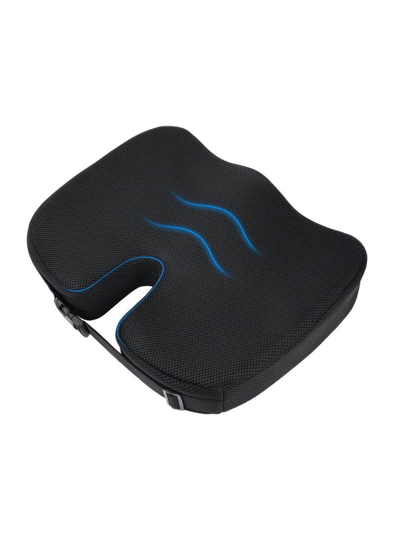 KASTWAVE Memory Foam Seat Cushion, Adjustable Non-Slip Coccyx Cushion Pain Relief Cushion for Office Chair, Wheelchair, Car Seat, Gaming And Computer Chairs  - Image 1