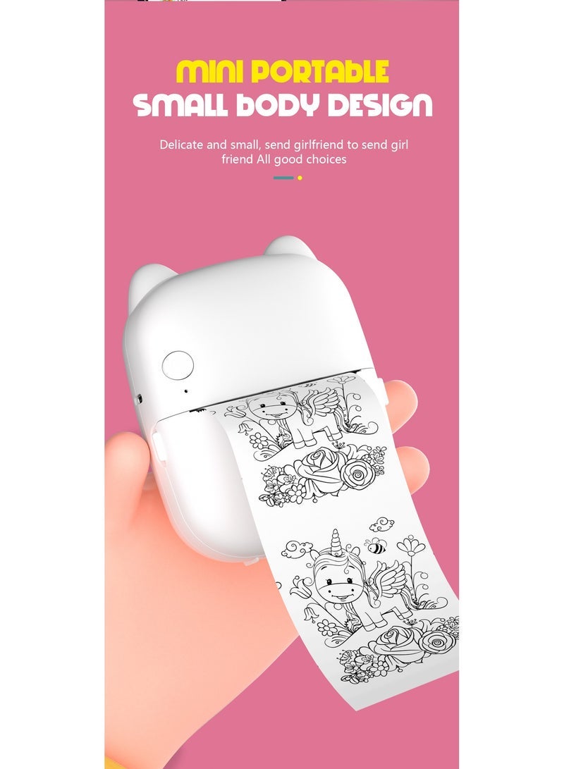 Night light HD Mini Pocket printer colorful light inkless priting endurance bluetooth connectivty for Study Notes, Memo, Photos, Lists Compatible with iOS & Android Smartphone (Round)  - Image 5