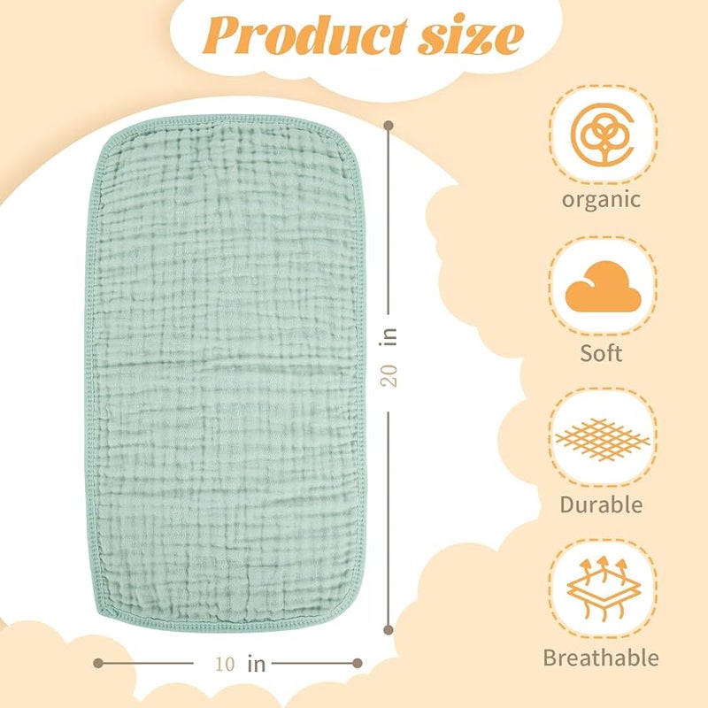 MIGIOL Baby Burp Cloth 100% Cotton Newborn Cotton Muslin Burp Cloth 10x20 inches (Blue & Green 5 Pieces) - Image 2
