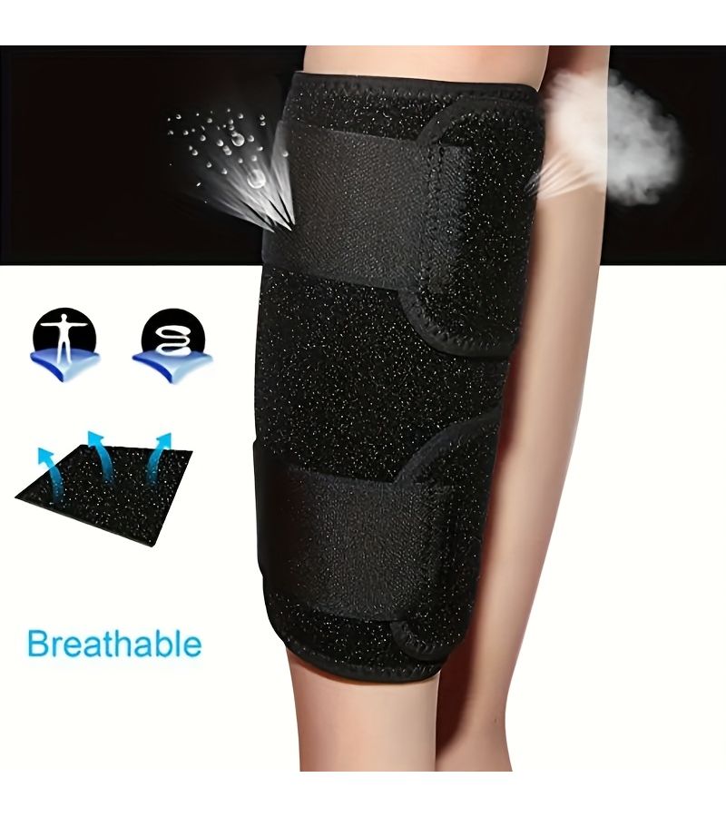 Black Adjustable Calf Support Brace For Running Sports With Compression Sleeves - Image 5