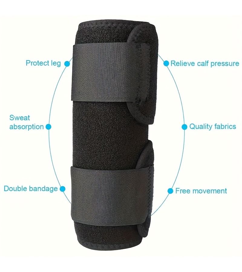 Black Adjustable Calf Support Brace For Running Sports With Compression Sleeves - Image 2