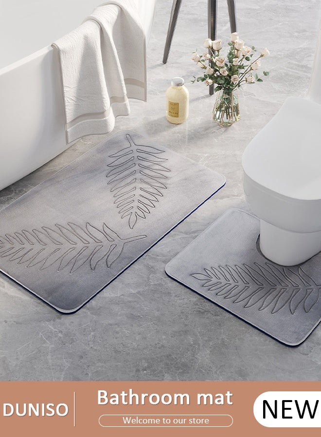 DUNISO 2 Pieces Bathroom Rugs Mat Super Soft Water Absorbent Microfiber Non-Slip Quick Drying Bath Tub Mat Toilet Rugs Perfect Bathroom Mats for Bathroom Tub and Shower - Image 1