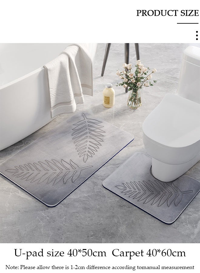 DUNISO 2 Pieces Bathroom Rugs Mat Super Soft Water Absorbent Microfiber Non-Slip Quick Drying Bath Tub Mat Toilet Rugs Perfect Bathroom Mats for Bathroom Tub and Shower - Image 5