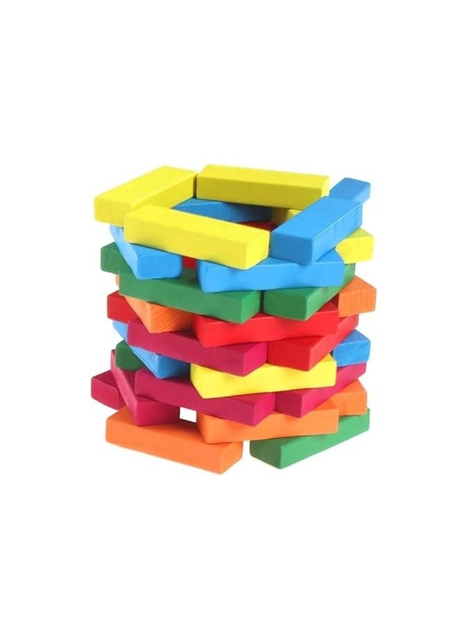 BJM Tower Challenge Wooden Colo Blocks Puzzle Toy 54 Pcs - Image 2
