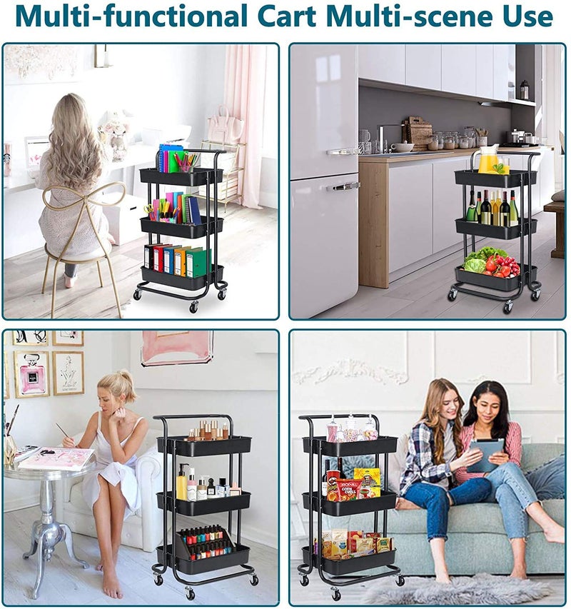 DASNDAS Kitchen Storage Organizer with Wheels - Metal Tray Rack & Bathroom Shelf - Image 5