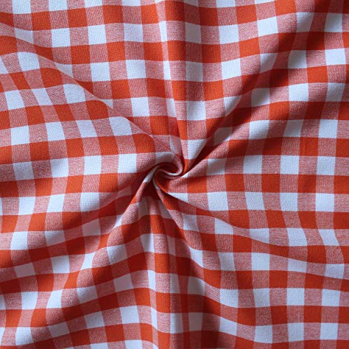 AIRWILL Cotton Checkered Pattern 6 Seater Table Cloth Pack of 1 pc (Orange) - Image 2