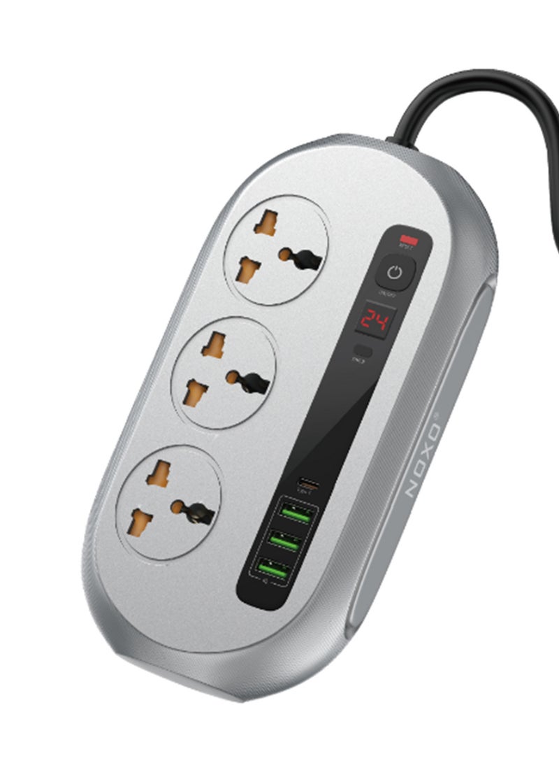 NOXO PSN-1 Smart Power Strip – 2500W Surge Protector with Programmable Timer - Grey  - Image 2