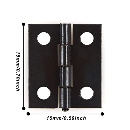 VIPMOON 50Pcs Small Hinges for Wooden Box, 18 x 15mm Mini Black with 200 Screws, Retro Jewelry Folding Butt Hardware for DIY Crafts - Image 3