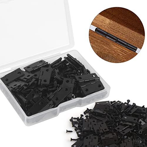 VIPMOON 50Pcs Small Hinges for Wooden Box, 18 x 15mm Mini Black with 200 Screws, Retro Jewelry Folding Butt Hardware for DIY Crafts - Image 4