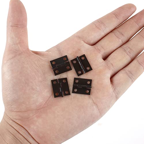 VIPMOON 50Pcs Small Hinges for Wooden Box, 18 x 15mm Mini Black with 200 Screws, Retro Jewelry Folding Butt Hardware for DIY Crafts - Image 5