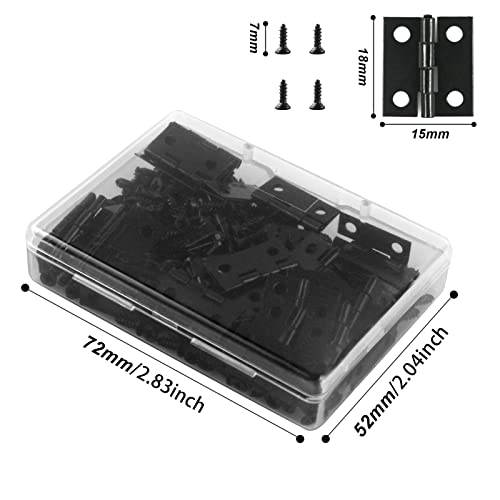 VIPMOON 50Pcs Small Hinges for Wooden Box, 18 x 15mm Mini Black with 200 Screws, Retro Jewelry Folding Butt Hardware for DIY Crafts - Image 2