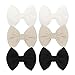 ONENINEDREAM Baby Girls Hair 3'' Bows Clips Set Handmade Bow Hair Clips Hair Accessories Alligator Clip for Babies Infant Toddlers Little Kids 6 PCS Black White Beige - Image 2