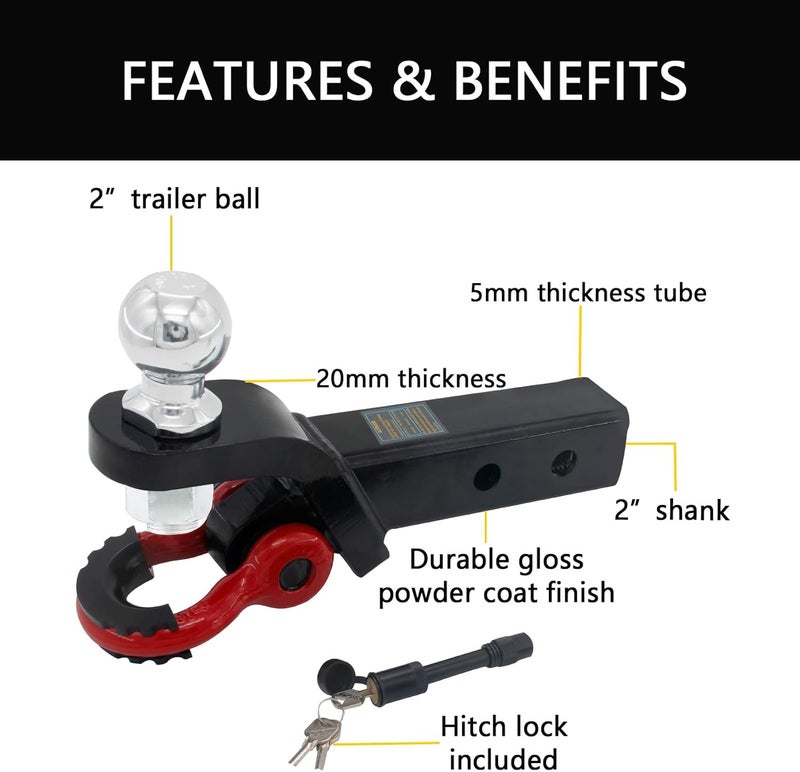 AUTDOUR Heavy Duty Trailer Hitch Ball Mount - Image 2