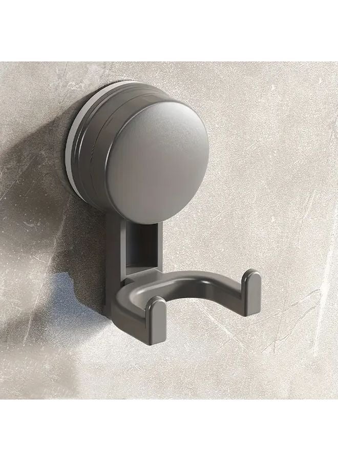 خطافات شفاطة رمادية خطاف مزدوج بدون حفر تركيب حائط بالتفريغ قوة تثبيت عالية - Image 1