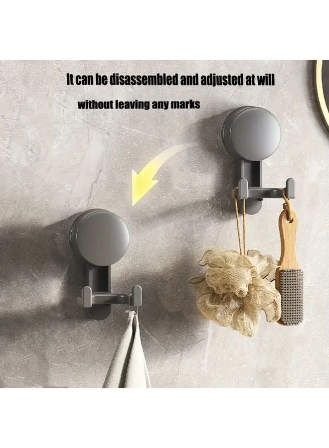 خطافات شفاطة رمادية خطاف مزدوج بدون حفر تركيب حائط بالتفريغ قوة تثبيت عالية - Image 2