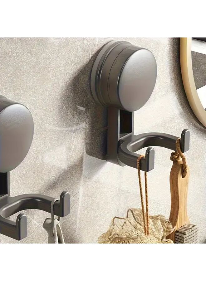 خطافات شفاطة رمادية خطاف مزدوج بدون حفر تركيب حائط بالتفريغ قوة تثبيت عالية - Image 3