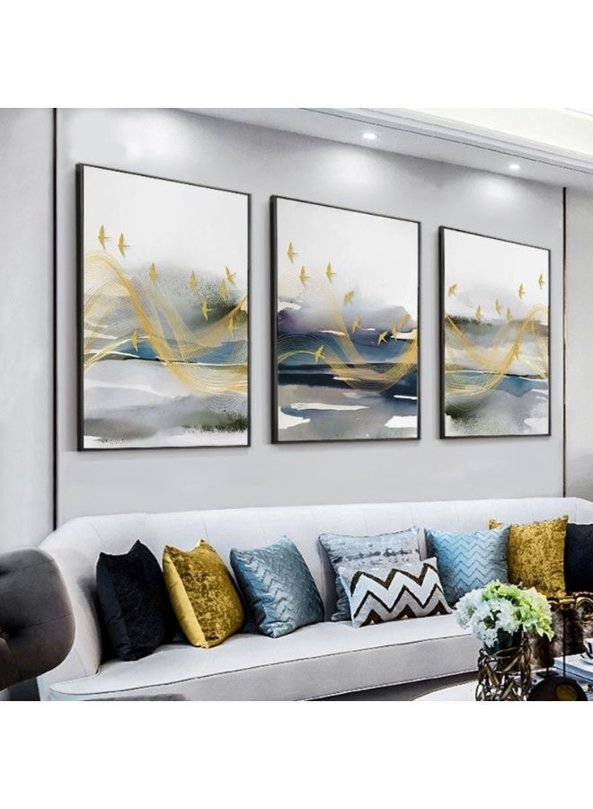 FASHION HOME 3 قطع من فن الجدران بأسلوب ساطع ديكور بسيط مطبوعات قماش حديثة تجريدية ملصق صورة مؤطرة لوحات زينة - Image 1