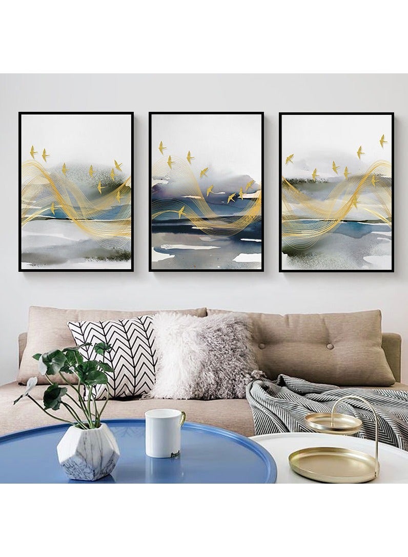 FASHION HOME 3 قطع من فن الجدران بأسلوب ساطع ديكور بسيط مطبوعات قماش حديثة تجريدية ملصق صورة مؤطرة لوحات زينة - Image 2