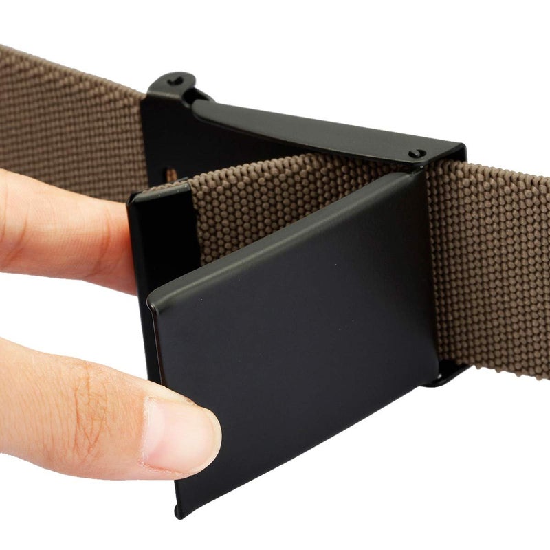moonsix Elastic Web Belts for Men,Solid Color Stretch Military Style Flip-Top Belt,Khaki - Image 3