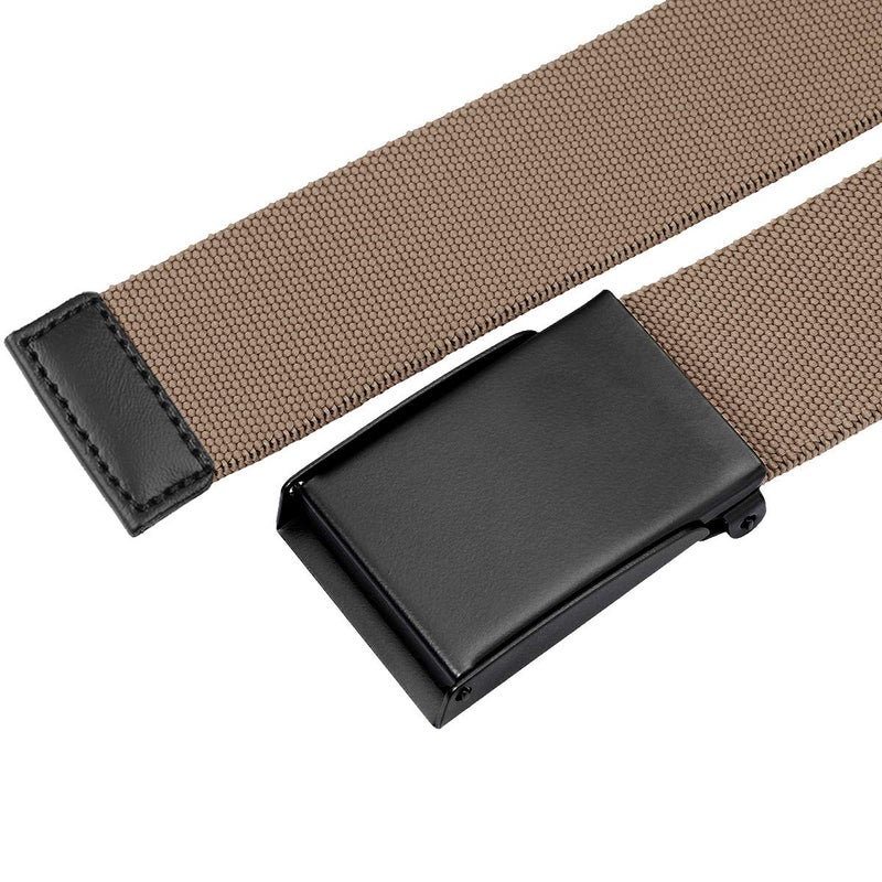 moonsix Elastic Web Belts for Men,Solid Color Stretch Military Style Flip-Top Belt,Khaki - Image 2