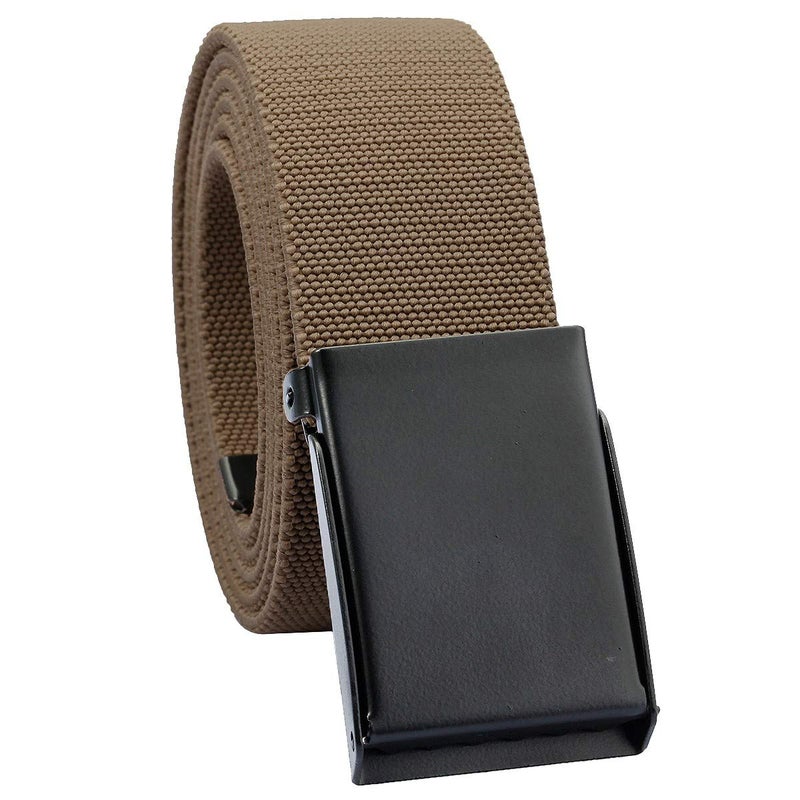 moonsix Elastic Web Belts for Men,Solid Color Stretch Military Style Flip-Top Belt,Khaki - Image 1
