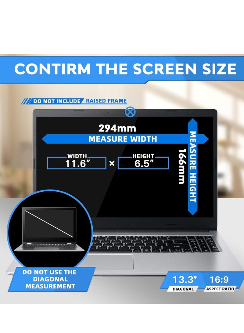 13.3 Laptop Privacy Screen,Anti Blue Light Glare Removable 13.3 Laptop Privacy Filter 16:9 Aspect Compatible with Hp/Dell/Asus/Acer/Samsung/Lenovo/Thinkpad,Laptop Privacy Shield for 13.3 Inch  - Image 2