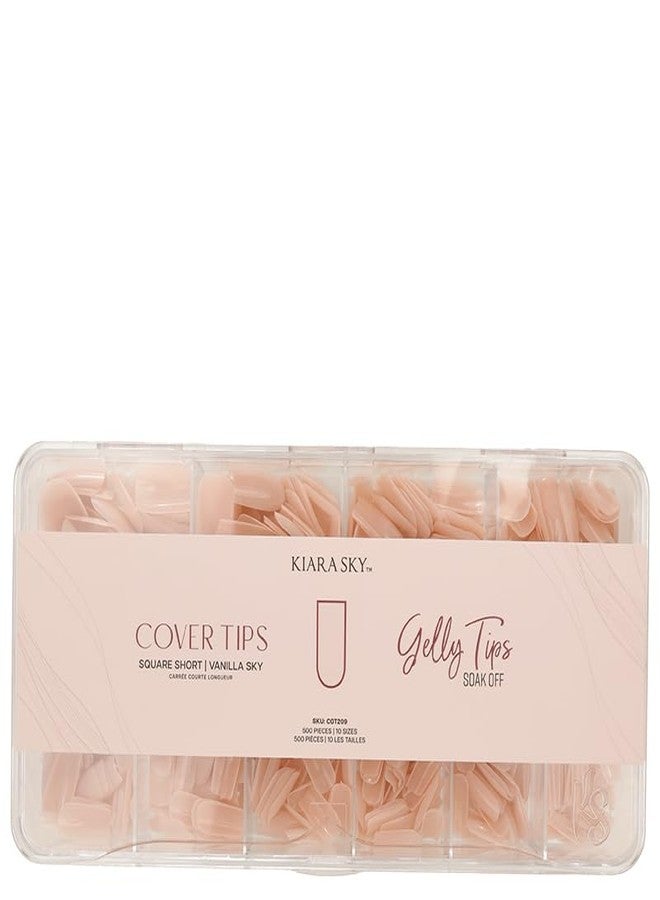 Kiara Sky Cover Gelly Tips | Soak Off Pre-Shaped Soft Gel Nail Extensions | Short Square - Vanilla Sky - Image 1