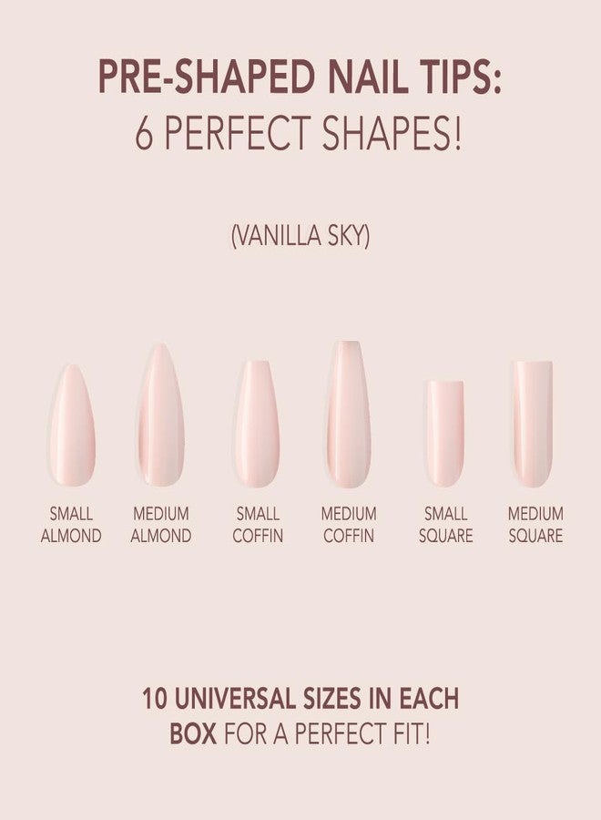 Kiara Sky Cover Gelly Tips | Soak Off Pre-Shaped Soft Gel Nail Extensions | Short Square - Vanilla Sky - Image 5