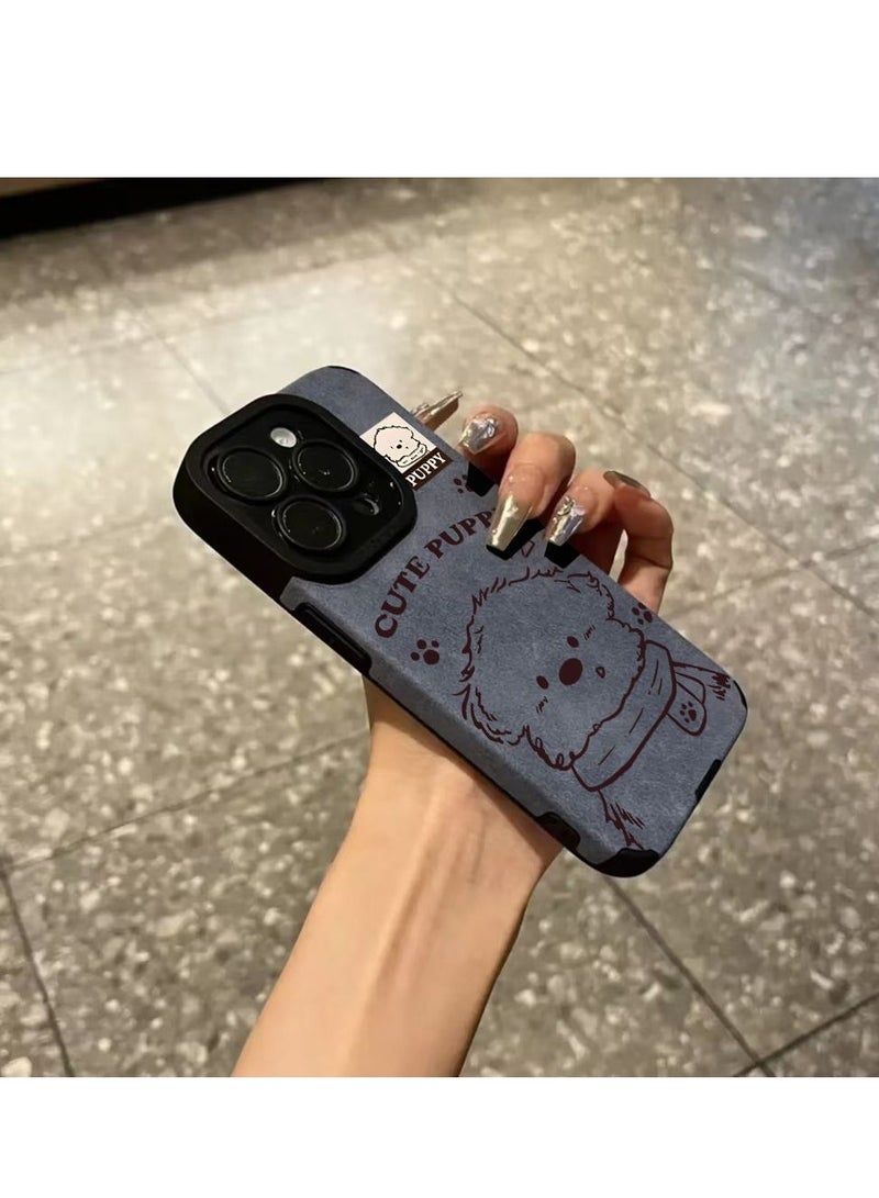 NIBEMINENT Scarf Puppy Protective TPU Case Cover For IPhone 14 Pro, Blue