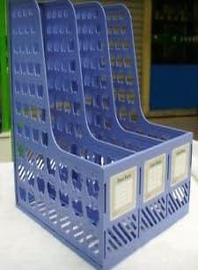 XIBO Multipurpose Plastic File 3 Compartments File Rack Paper Holder Desktop, File Holders and All Type Document Organizer Holder- Blue (File Plate 3 sec) - Image 2