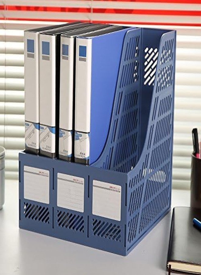 XIBO Multipurpose Plastic File 3 Compartments File Rack Paper Holder Desktop, File Holders and All Type Document Organizer Holder- Blue (File Plate 3 sec) - Image 3