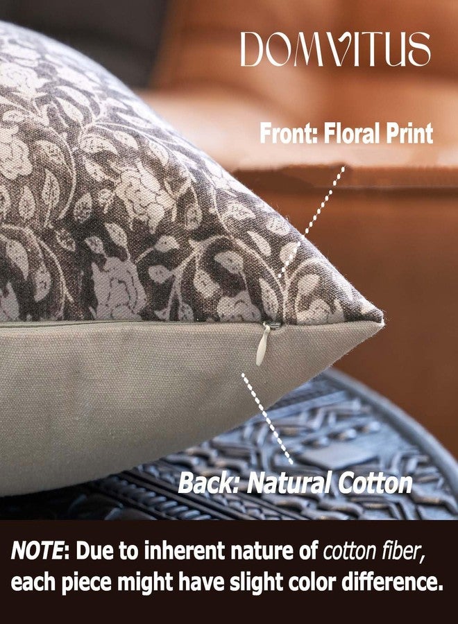 DOMVITUS Floral Pillow Covers 18x18, Throw Pillows for Couch, Floral Print Pillow Cover, Decorative Neutral Accent Throw Pillow Covers for Living Room, 1PC, Taupe - Image 2
