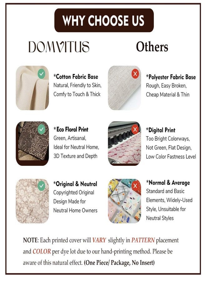 DOMVITUS Floral Pillow Covers 18x18, Throw Pillows for Couch, Floral Print Pillow Cover, Decorative Neutral Accent Throw Pillow Covers for Living Room, 1PC, Taupe - Image 4