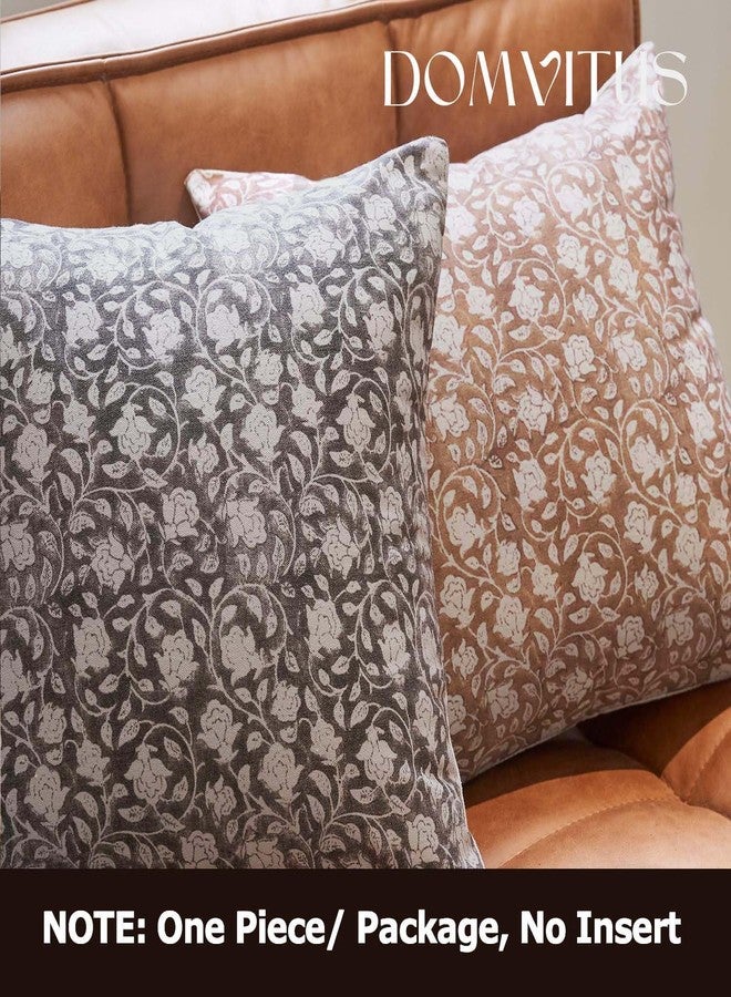 DOMVITUS Floral Pillow Covers 18x18, Throw Pillows for Couch, Floral Print Pillow Cover, Decorative Neutral Accent Throw Pillow Covers for Living Room, 1PC, Taupe - Image 3