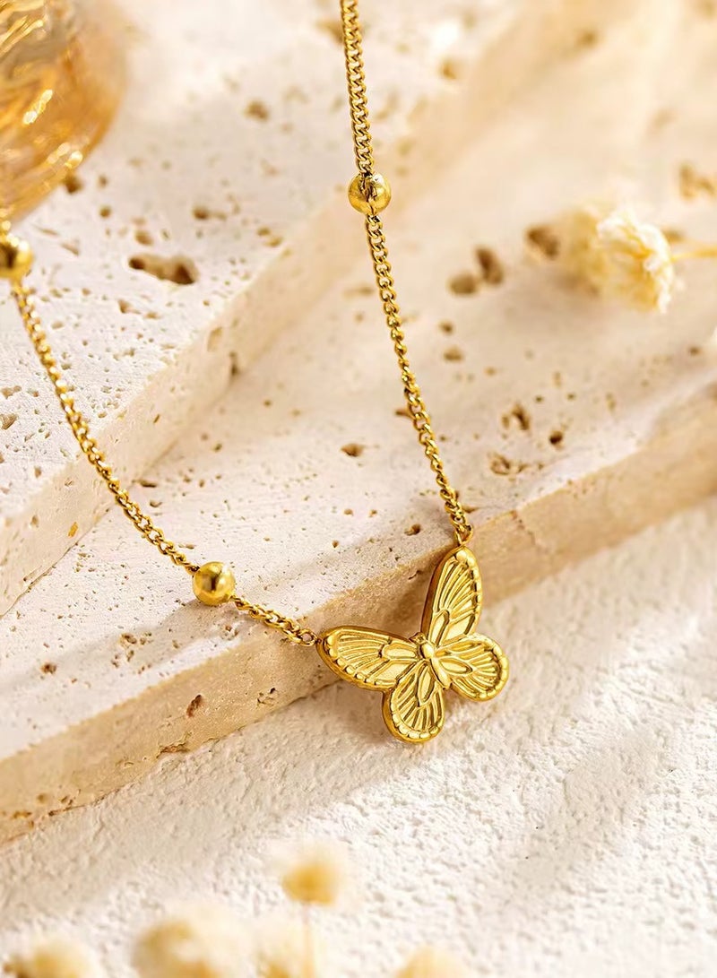 Sparkling Beauty 18K Gold-Plated Butterfly Pendant Necklace – Delicate Nature-Inspired Charm - Image 1