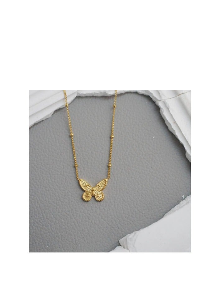 Sparkling Beauty 18K Gold-Plated Butterfly Pendant Necklace – Delicate Nature-Inspired Charm - Image 2