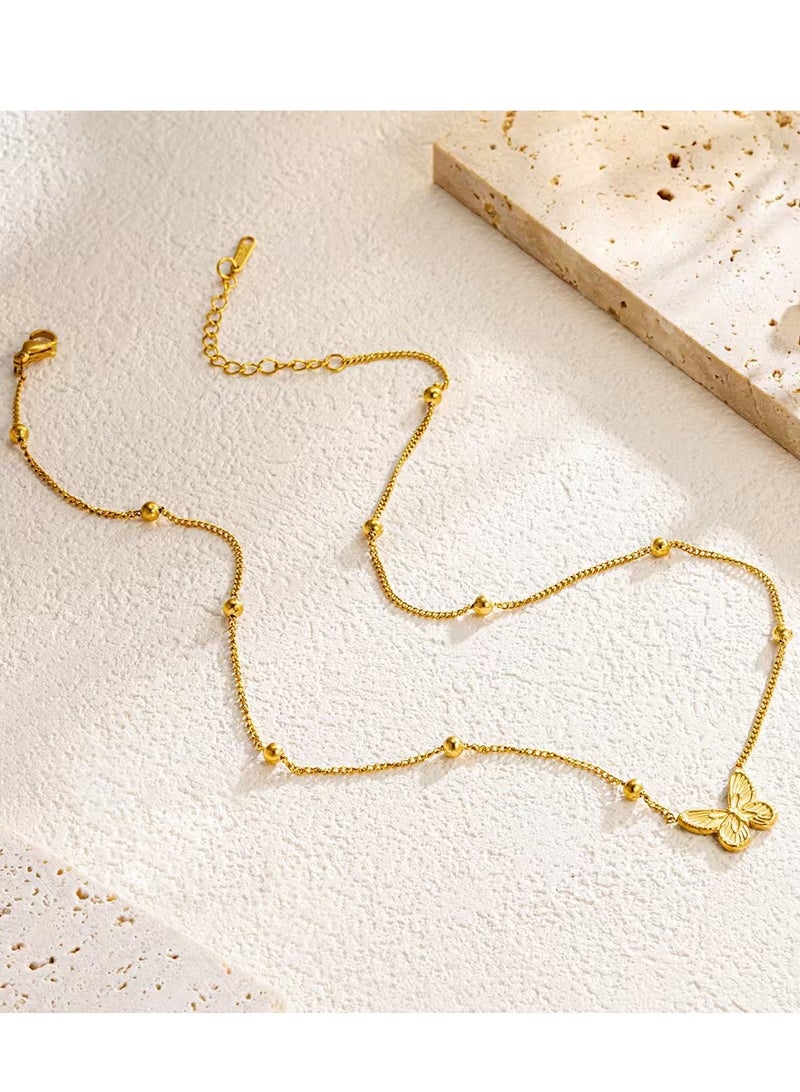 Sparkling Beauty 18K Gold-Plated Butterfly Pendant Necklace – Delicate Nature-Inspired Charm - Image 3