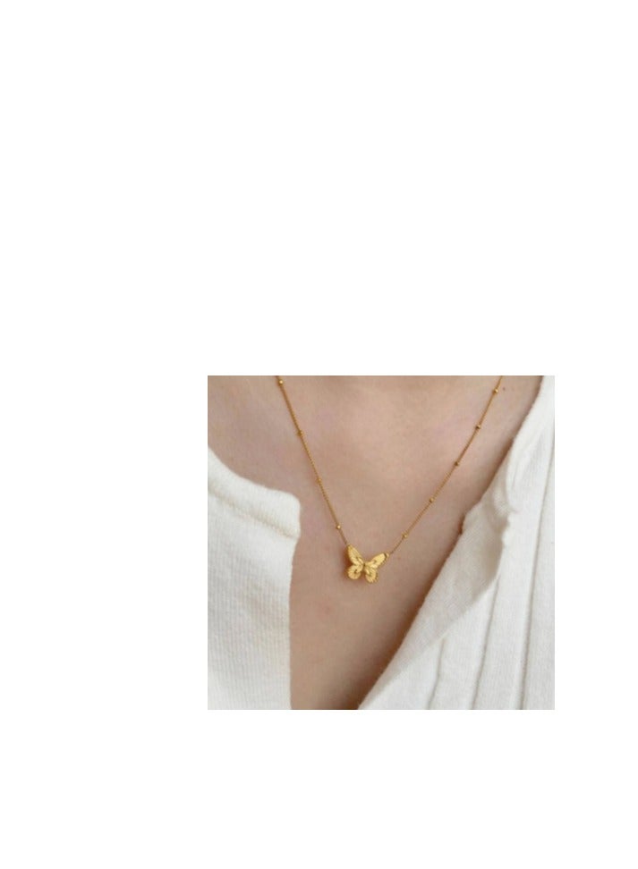 Sparkling Beauty 18K Gold-Plated Butterfly Pendant Necklace – Delicate Nature-Inspired Charm - Image 5