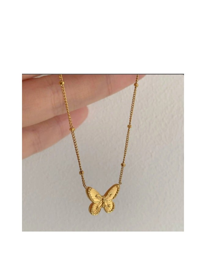 Sparkling Beauty 18K Gold-Plated Butterfly Pendant Necklace – Delicate Nature-Inspired Charm - Image 4