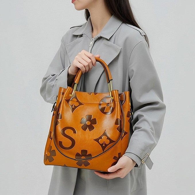 Handbags For Women, New Bags, High-End Fashion Embossed Tote Bags, Large-Capacity Mother-In-Law Bucket Bags - Image 1