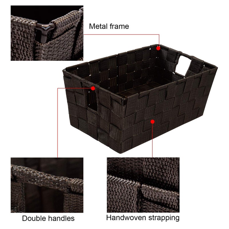 homyfort Woven Shelf Storage Tote Basket Bins Container  Storage Boxes Cube Organizer with Built-in Handles for Bedroom  Office  Closet  Clothes  Kids Room  Nursery 3pk(Brown) - Image 5
