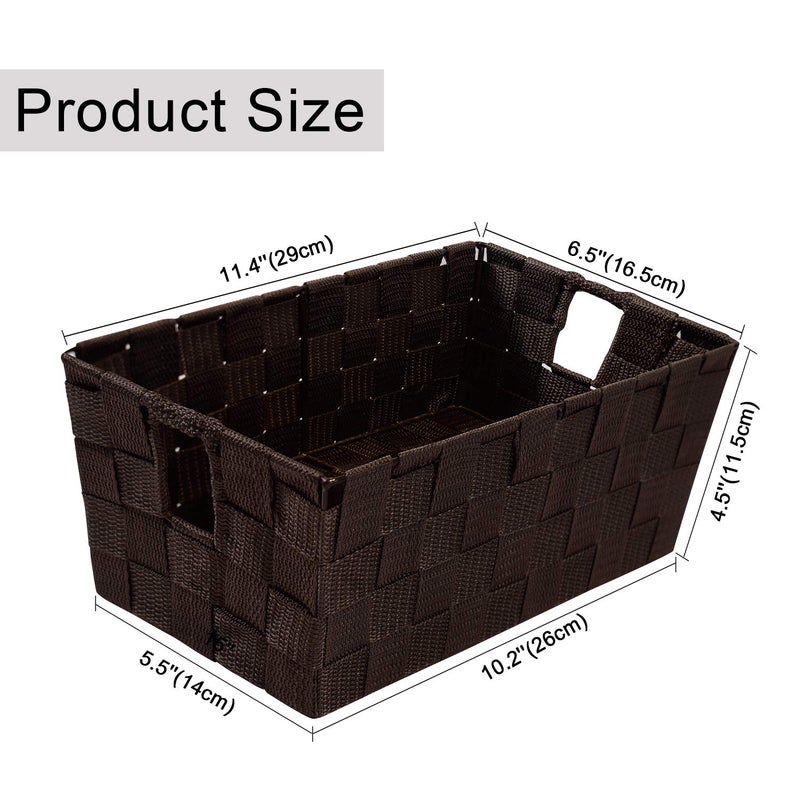 homyfort Woven Shelf Storage Tote Basket Bins Container  Storage Boxes Cube Organizer with Built-in Handles for Bedroom  Office  Closet  Clothes  Kids Room  Nursery 3pk(Brown) - Image 4