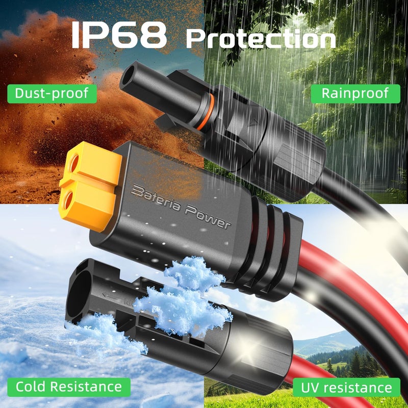 Bateria Power 10 Feet Solar to XT60 Extension Cable, 12AWG Solar Panel Connector to XT60 Charge Adapter for Connecting to Portable Power Station, RV, EcoFlow, Anker, BLUETTI & Generator - Image 5