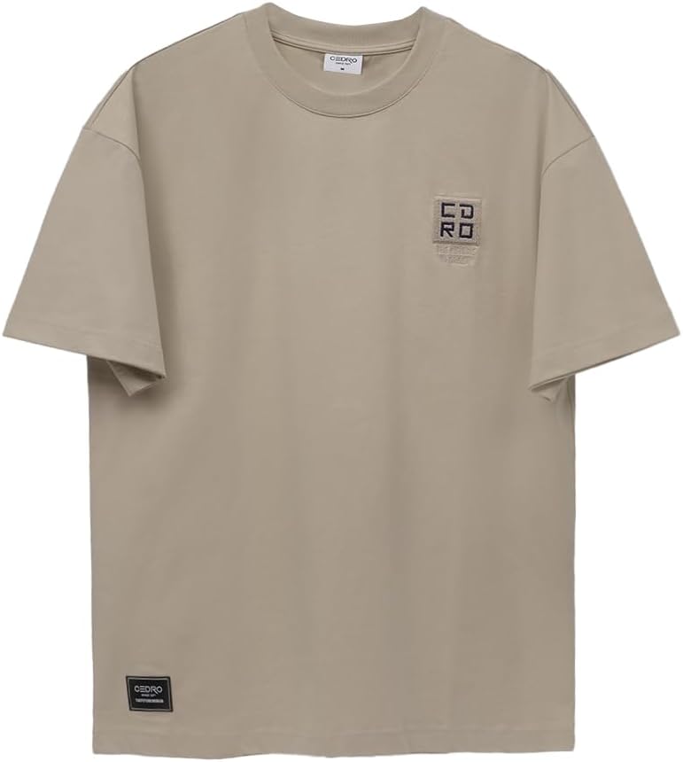CEDRO تي شيرت قطن بيج للرجال بتصميم جرافيكي من سيدرو بحجم كبير - Image 1