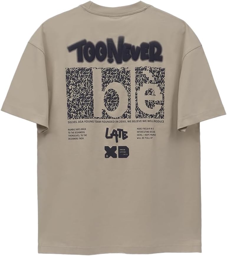 CEDRO تي شيرت قطن بيج للرجال بتصميم جرافيكي من سيدرو بحجم كبير - Image 2