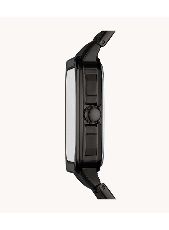 FOSSIL Men Inscription Rectangle Shape Stainless Steel Analog Wrist Watch BQ2574 - 42mm - Black - Image 3