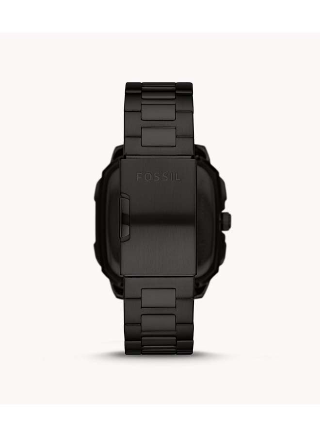 FOSSIL Men Inscription Rectangle Shape Stainless Steel Analog Wrist Watch BQ2574 - 42mm - Black - Image 2