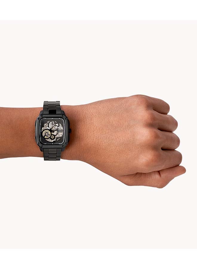 FOSSIL Men Inscription Rectangle Shape Stainless Steel Analog Wrist Watch BQ2574 - 42mm - Black - Image 4